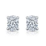 3.00 Carat Oval Cut Lab Grown Diamond Platinum Earring