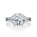 Round Half Moon Lab Grown Diamond Platinum Ring