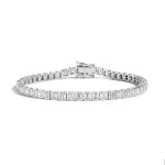 6.00 Carat Bezel-Set Emerald Lab Grown Diamond Platinum Bracelet