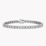 Bezeled Emerald Cut Lab Grown Diamond Platinum Tennis Bracelet