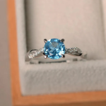 Aquamarine Round Gemstone Ring