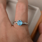 Aquamarine Round Gemstone Ring - Image 3