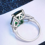 Emerald Solitaire with Accents Lab Grown Diamond Gold Ring - Image 4