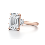 Emerald Cut Engagement Lab Grown Diamond Hidden Halo Ring - Image 7