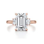 Emerald Cut Engagement Lab Grown Diamond Hidden Halo Ring - Image 6