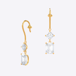 Emerald and Asscher Cut Lab Grown Diamond Drop Earring