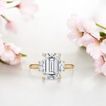 Emerald Cut Engagement Lab Grown Diamond Hidden Halo Ring