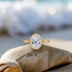 Oval Cut Engagement Hidden Halo Lab Grown Diamond Gold Ring