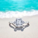 1.30 Carat Emerald Cut Gold Lab Grown Diamond Hidden Halo Ring