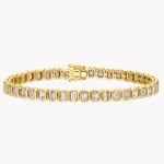 Bezeled Emerald Cut Lab Grown Diamond Tennis Bracelet