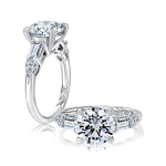2.10 Carat Round Cut Solitaire with Accents Lab Grown Diamond White Gold Ring - Image 3