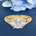 Cushion Cut Three Stone Lab Grown Diamond Ring