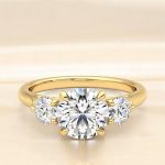 1.00 Round Cut Three Stone Lab Grown Diamond Ring