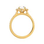 Flower Round Cut Solitaire with Accents Lab Grown Diamond Gold Ring - Image 3