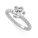 Royal Round Cut Solitaire with Accents Lab Grown Diamond Gold Ring - Image 8