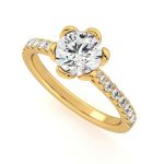 Royal Round Cut Solitaire with Accents Lab Grown Diamond Gold Ring - Image 2