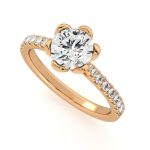 Royal Round Cut Solitaire with Accents Lab Grown Diamond Gold Ring - Image 5