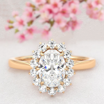 Oval Cut Halo Lab Grown Diamond Gold Ring - Image 7