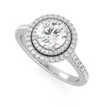 Round Cut Halo IGI Certified Lab Grown Diamond Gold Ring - Image 8
