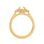 Round Cut Halo IGI Certified Lab Grown Diamond Gold Ring - Image 3