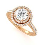 Round Cut Halo IGI Certified Lab Grown Diamond Gold Ring - Image 5