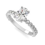 1.50 Carat Oval Cut Solitaire with Accents Lab Grown Diamond Gold Ring - Image 8