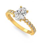 1.50 Carat Oval Cut Solitaire with Accents Lab Grown Diamond Gold Ring - Image 2