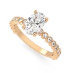 1.50 Carat Oval Cut Solitaire with Accents Lab Grown Diamond Gold Ring - Image 5