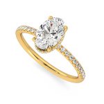 1.90 Carat Oval Cut Solitaire with Accents Lab Grown Diamond Gold Ring - Image 2