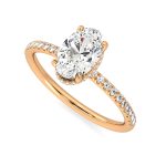 1.90 Carat Oval Cut Solitaire with Accents Lab Grown Diamond Gold Ring - Image 5