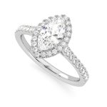 Marquise Cut Halo Lab Grown Diamond Gold Ring - Image 8