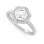 1.51 Carat Hexagonal Cut Halo Lab Grown Diamond Gold Ring - Image 8