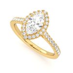 Marquise Cut Halo Lab Grown Diamond Gold Ring - Image 2