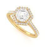 1.51 Carat Hexagonal Cut Halo Lab Grown Diamond Gold Ring - Image 2