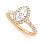 Marquise Cut Halo Lab Grown Diamond Gold Ring - Image 5
