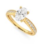1.76 Carat Oval Cut Solitaire with Accents Lab Grown Diamond Gold Ring - Image 2