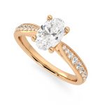 1.76 Carat Oval Cut Solitaire with Accents Lab Grown Diamond Gold Ring - Image 5
