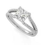 1.30 Carat Princess Cut Solitaire with Accents Lab Grown Diamond Gold Ring - Image 8