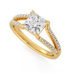 1.30 Carat Princess Cut Solitaire with Accents Lab Grown Diamond Gold Ring - Image 2