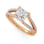 1.30 Carat Princess Cut Solitaire with Accents Lab Grown Diamond Gold Ring - Image 5