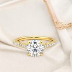 Oval Solitaire with Accents Lab Grown Diamond Gold Ring