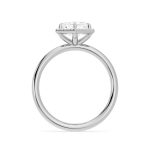 Hexagonal Cut Engagement Halo Lab Grown Diamond Gold Ring - Image 6