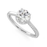 Round Cut Solitaire with Accents Engagement Lab Grown Diamond Ring - Image 8