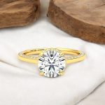 Round Cut Solitaire with Accents Engagement Lab Grown Diamond Ring