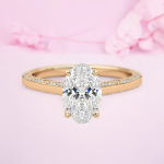 2.30 Carat Oval Cut Solitaire with Accents Lab Grown Diamond Gold Ring - Image 7