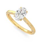 2.30 Carat Oval Cut Solitaire with Accents Lab Grown Diamond Gold Ring - Image 2