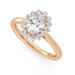 Oval Cut Halo Lab Grown Diamond Gold Ring - Image 8