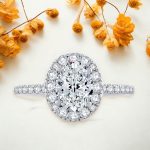 Oval Cut Halo Wedding Lab Grown Diamond White Gold Ring