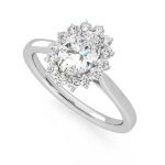 Oval Cut Halo Lab Grown Diamond Gold Ring - Image 5