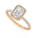 Women Wedding Radiant Cut Halo Lab Grown Diamond Gold Ring - Image 8